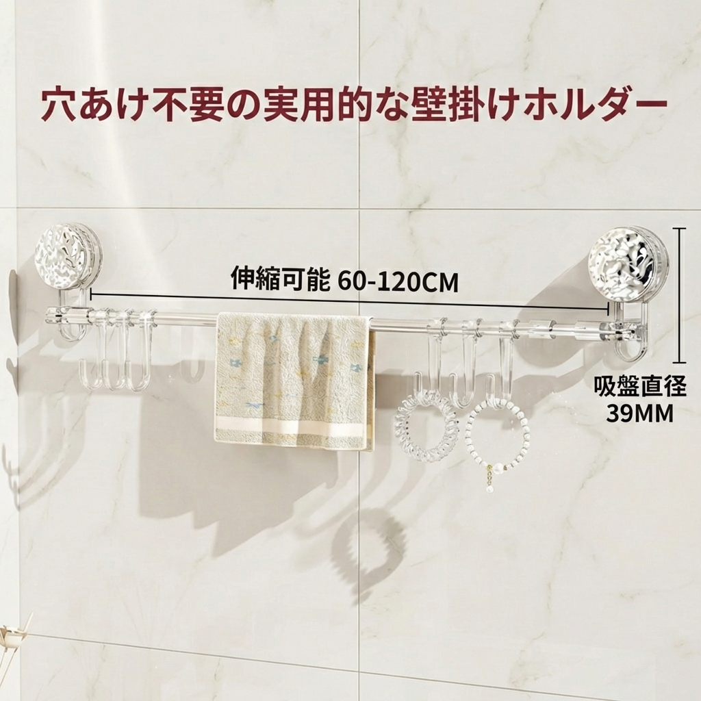 穴あけ不要の実用的な壁掛けホルダー