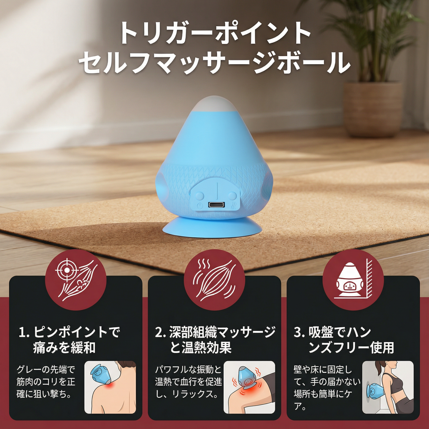 吸盤付きトリガーポイントセルフマッサージボール