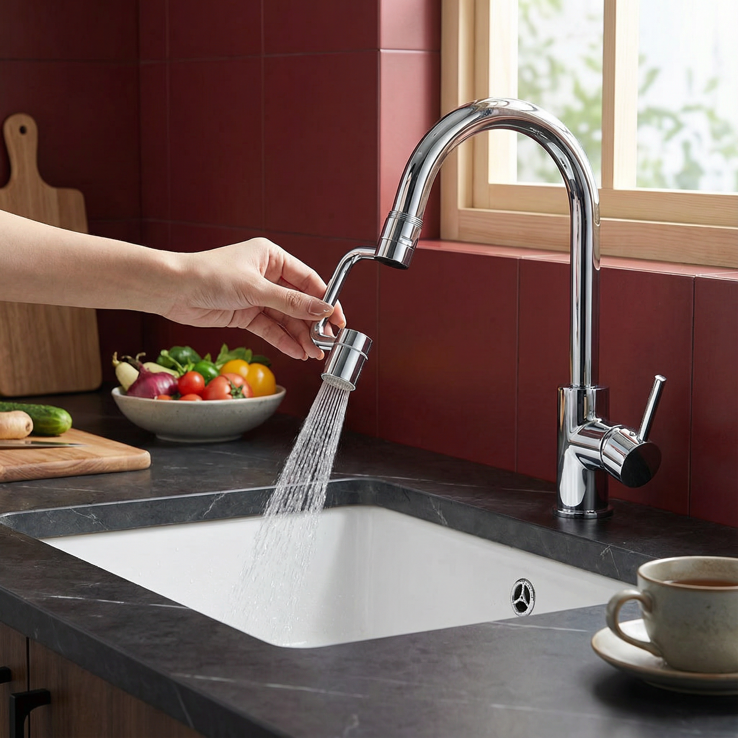 360°回転式 蛇口延長ノズル スプレー付き – キッチン＆バスルーム用