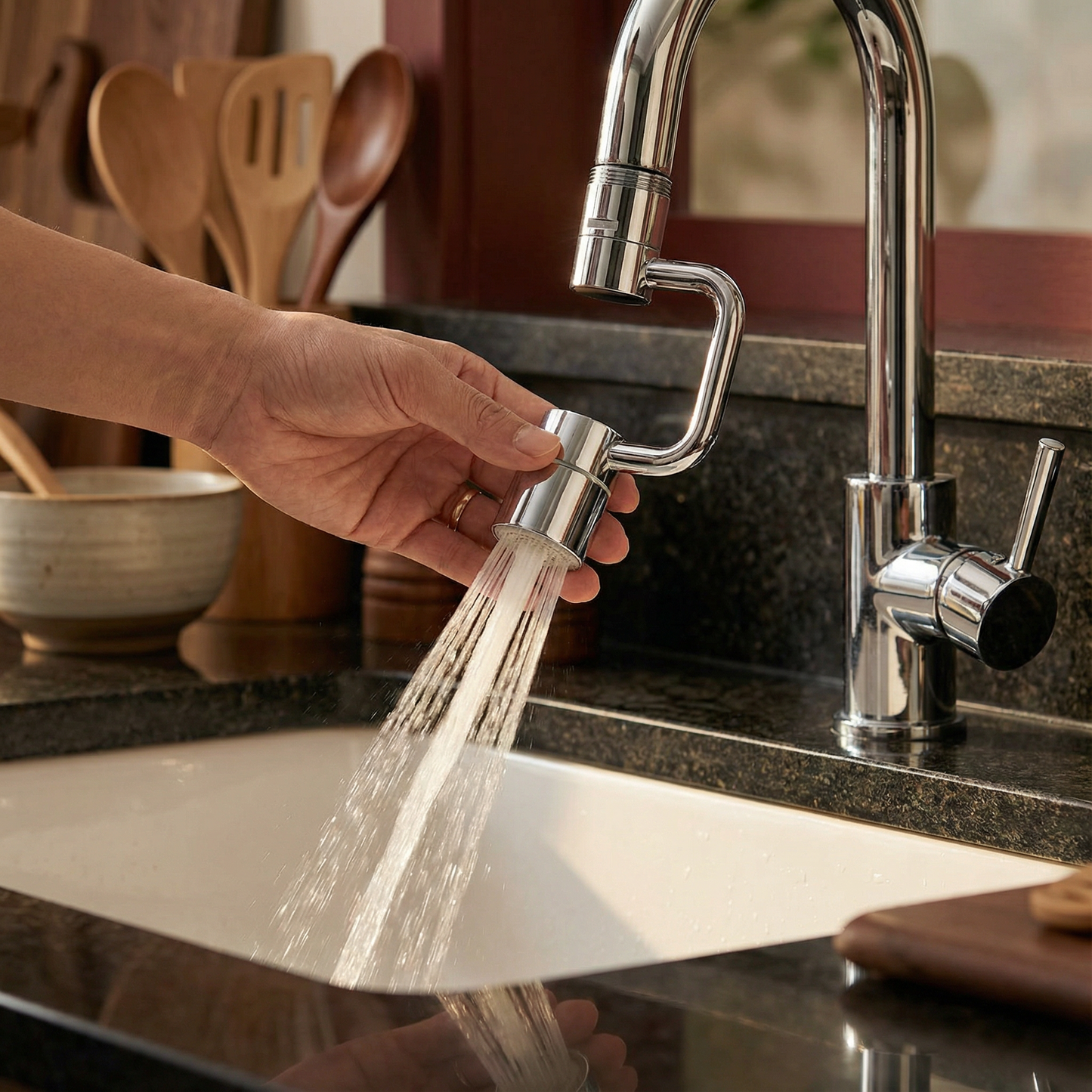 360°回転式 蛇口延長ノズル スプレー付き – キッチン＆バスルーム用