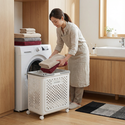 キャスター付き折りたたみ式洗濯カゴ
