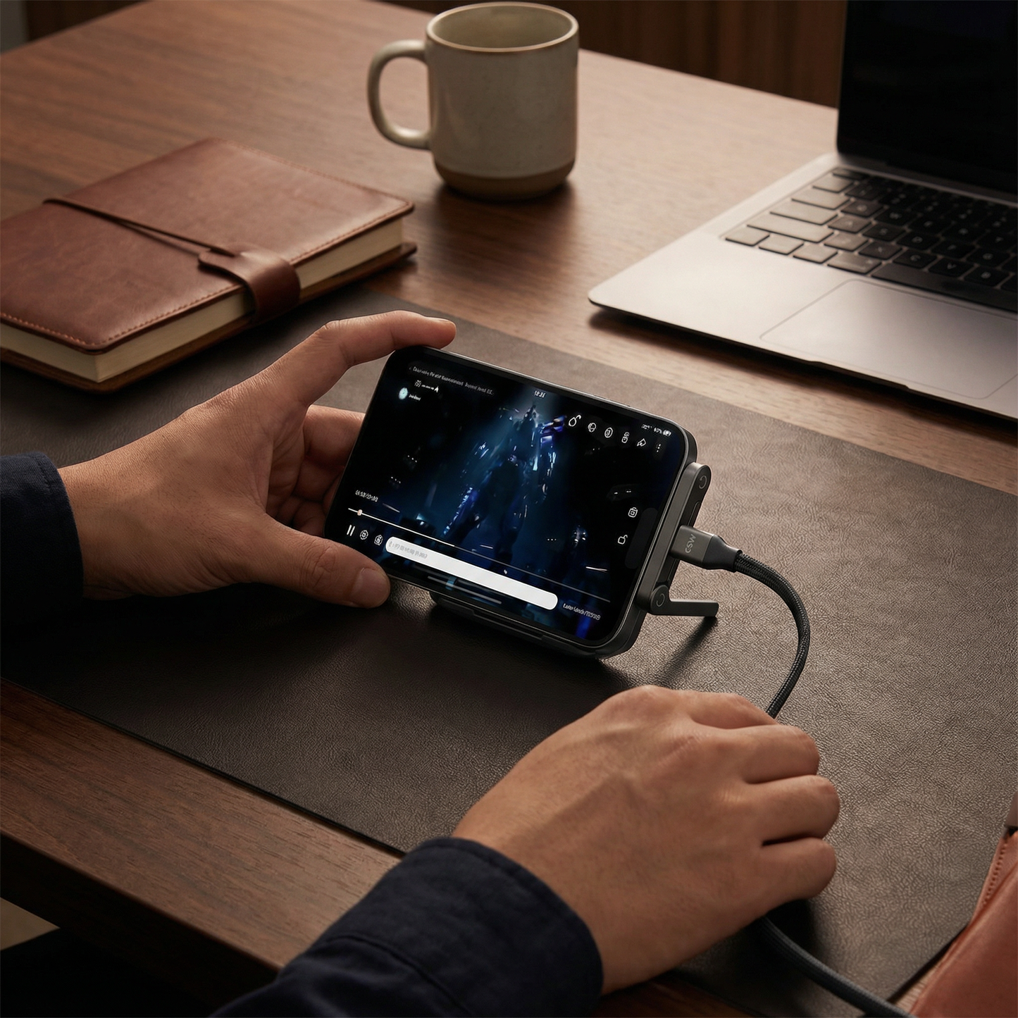 2in1 折りたたみ式 急速充電ケーブル＆スマートフォンスタンド