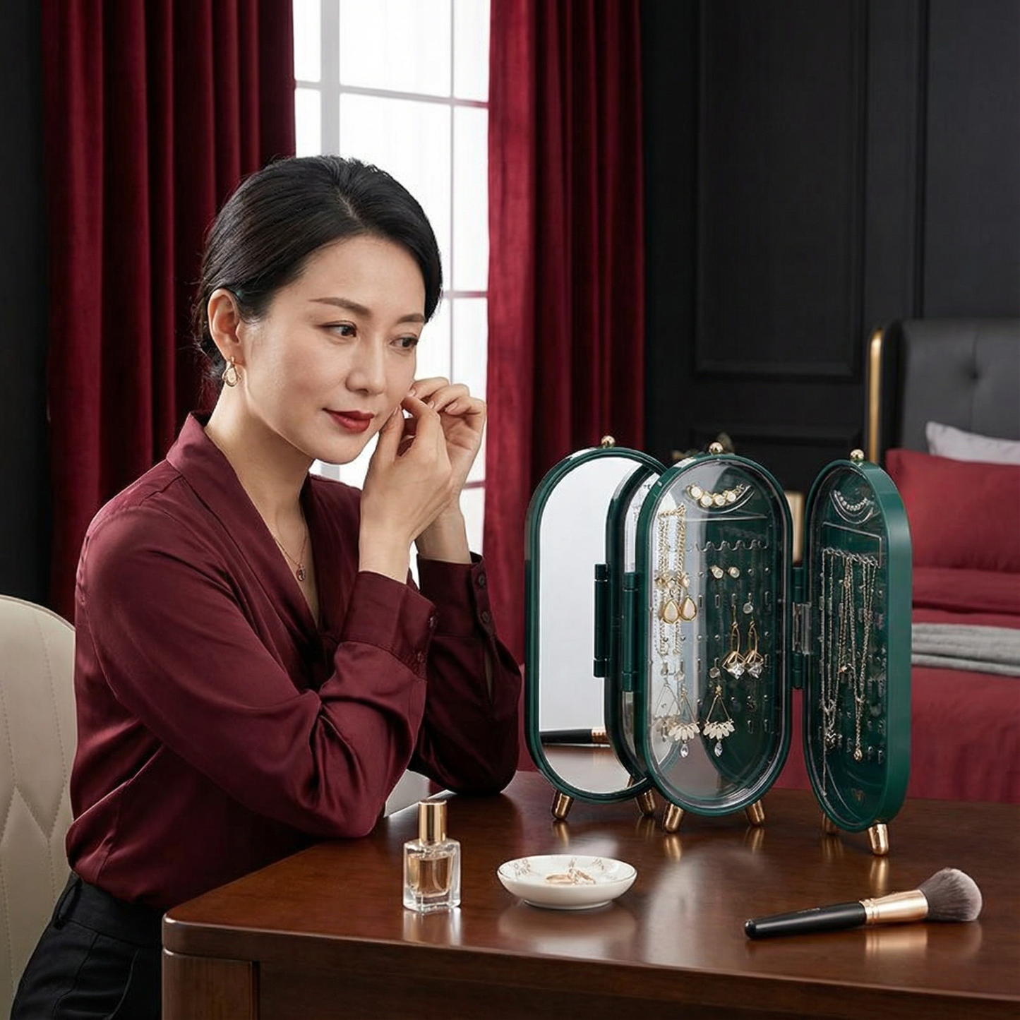 エレガントなジュエリーボックス ミラー付き