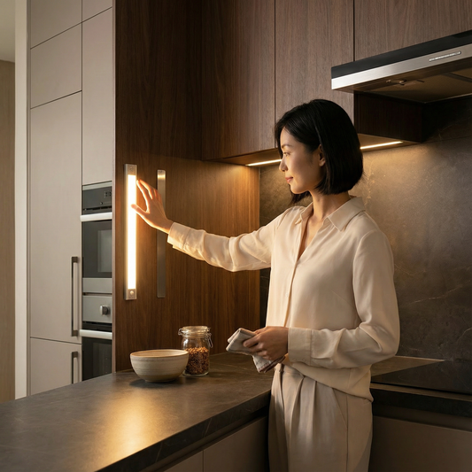 ワイヤレスLEDアンダーキャビネットライト モーションセンサー付き – 磁石式 & 調光可能