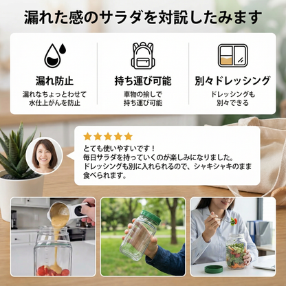サイドフラップ付きのランチボックス To-Go – 漏れ防止 & 持ち運び可能