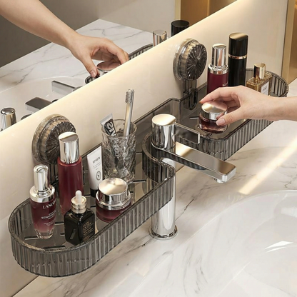 吸盤付き洗面台用収納トレイ