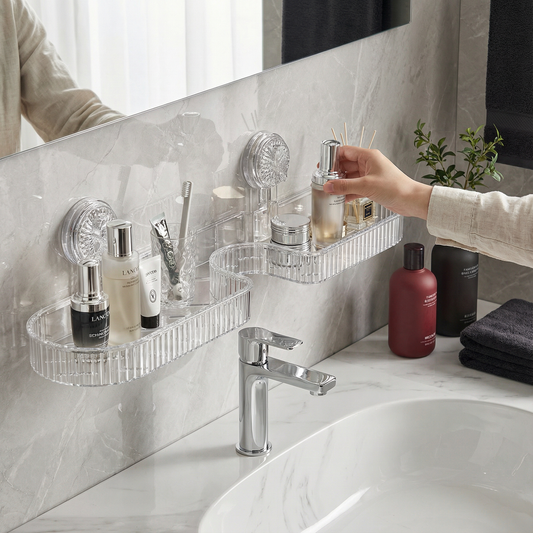 吸盤付き洗面台用収納トレイ