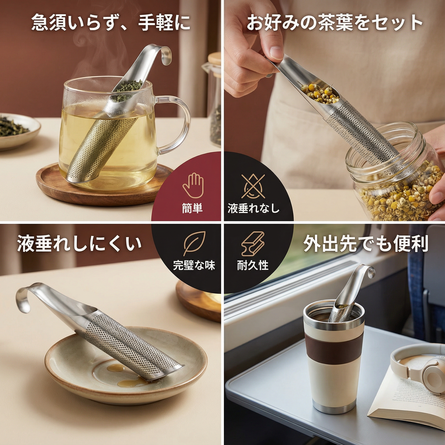 便利で使いやすいティースプーン用こし器