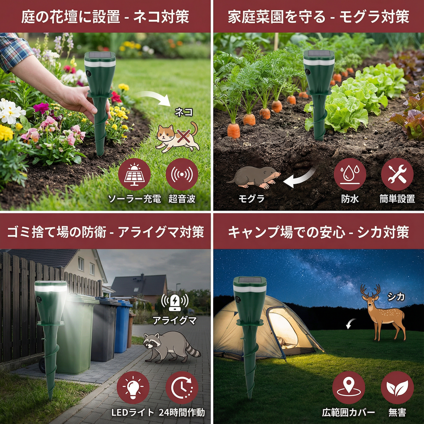 ソーラー式超音波動物・害虫忌避装置