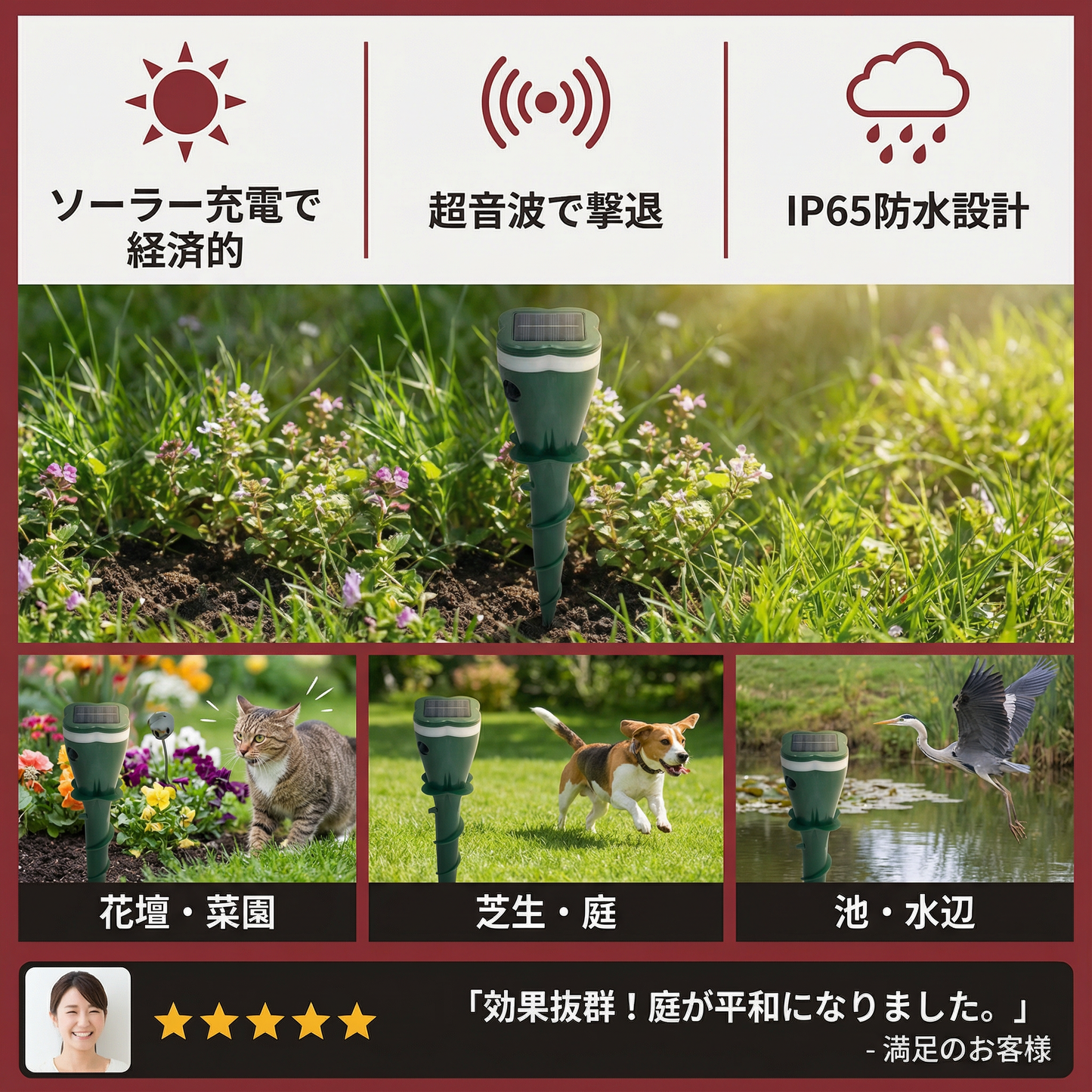 ソーラー式超音波動物・害虫忌避装置