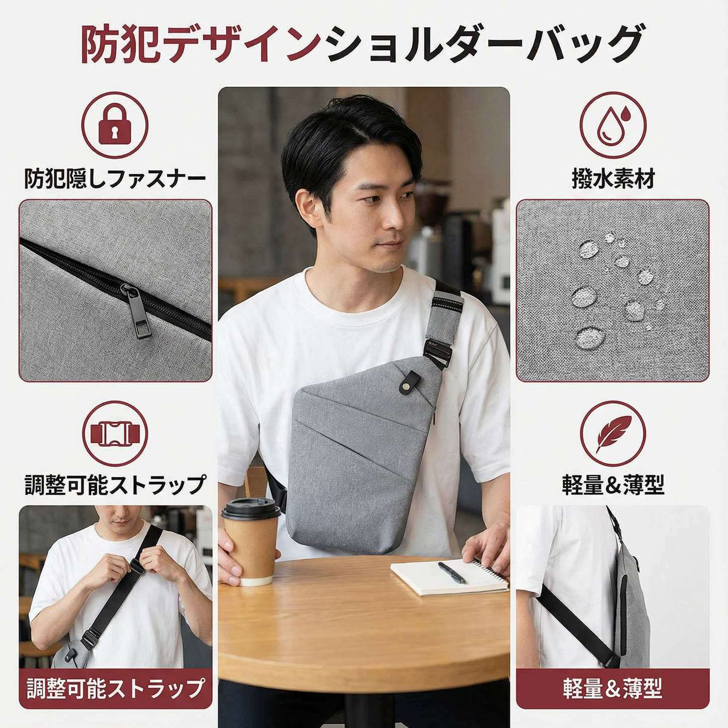 防犯デザインショルダーバッグ