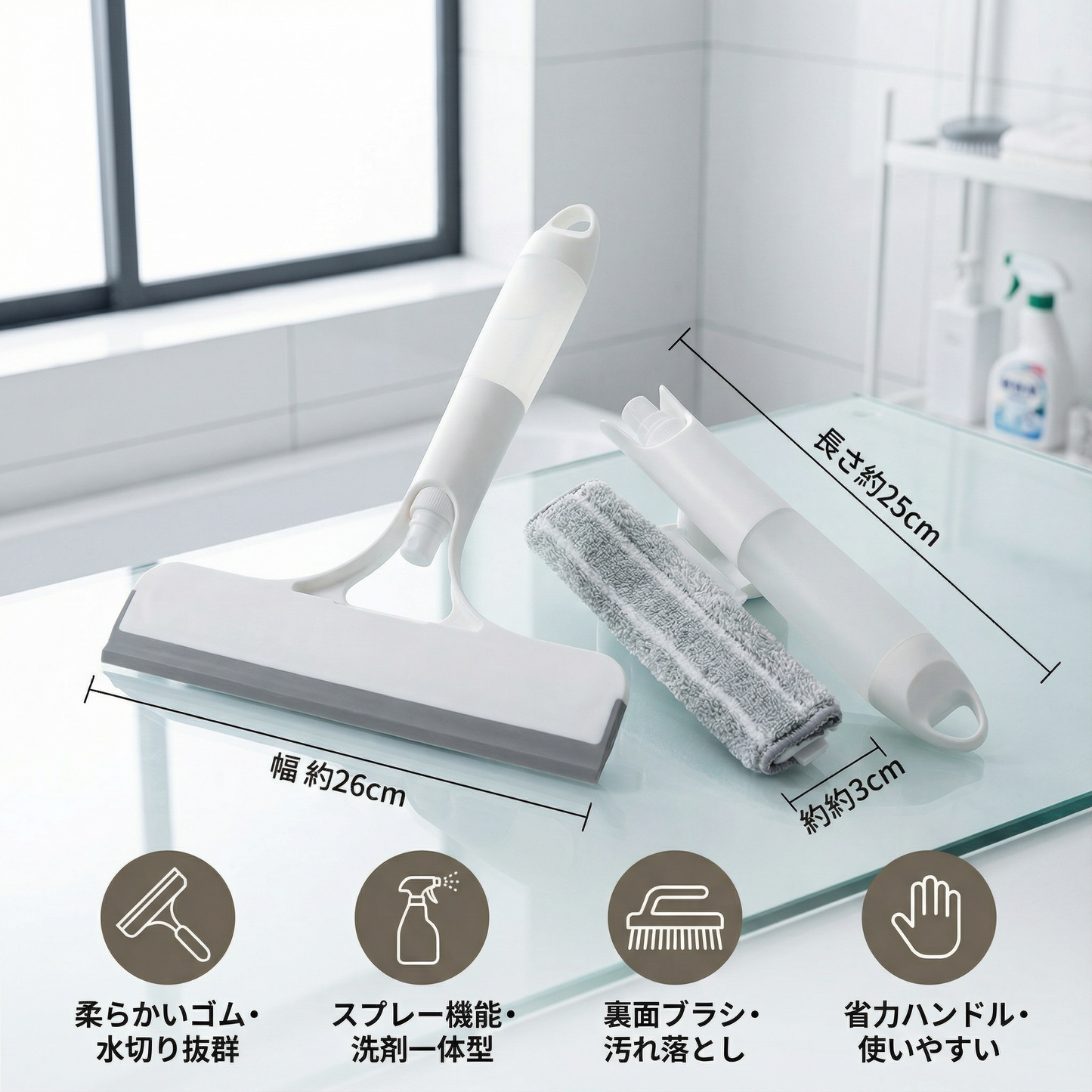 3in1 多機能ガラスクリーニングスティック