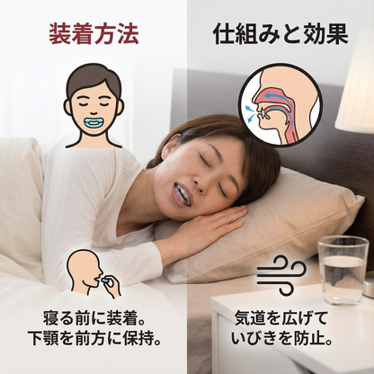 調整可能ないびき防止マウスピース | 静かで安らかな睡眠をお楽しみください