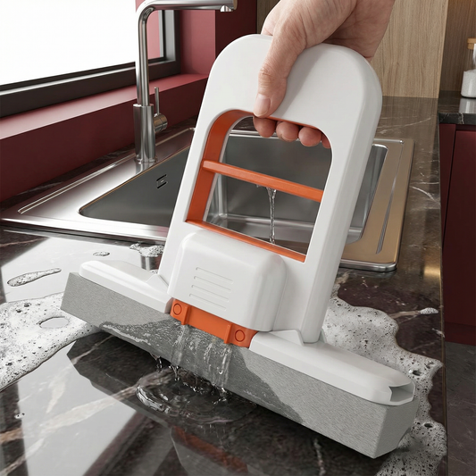 ハンズフリー ミニスポンジモップ ― 強力吸水 多目的クリーニングモップ（キッチン・バスルーム・車用）