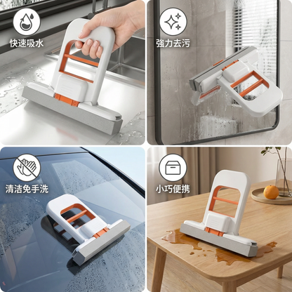 ハンズフリー ミニスポンジモップ ― 強力吸水 多目的クリーニングモップ（キッチン・バスルーム・車用）