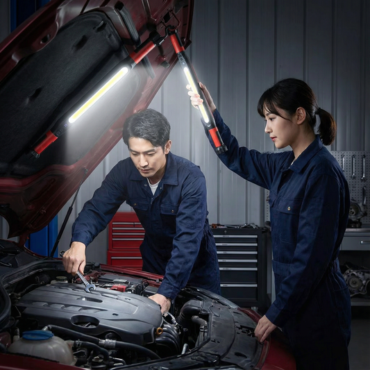 LEDバッテリー式作業灯 3000ルーメン – 磁石付きスタンド & フック、360°回転可能