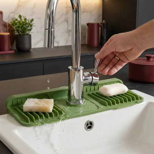 シリコン製水栓スプレーガード – シンク＆洗面台用ドレイニングマット