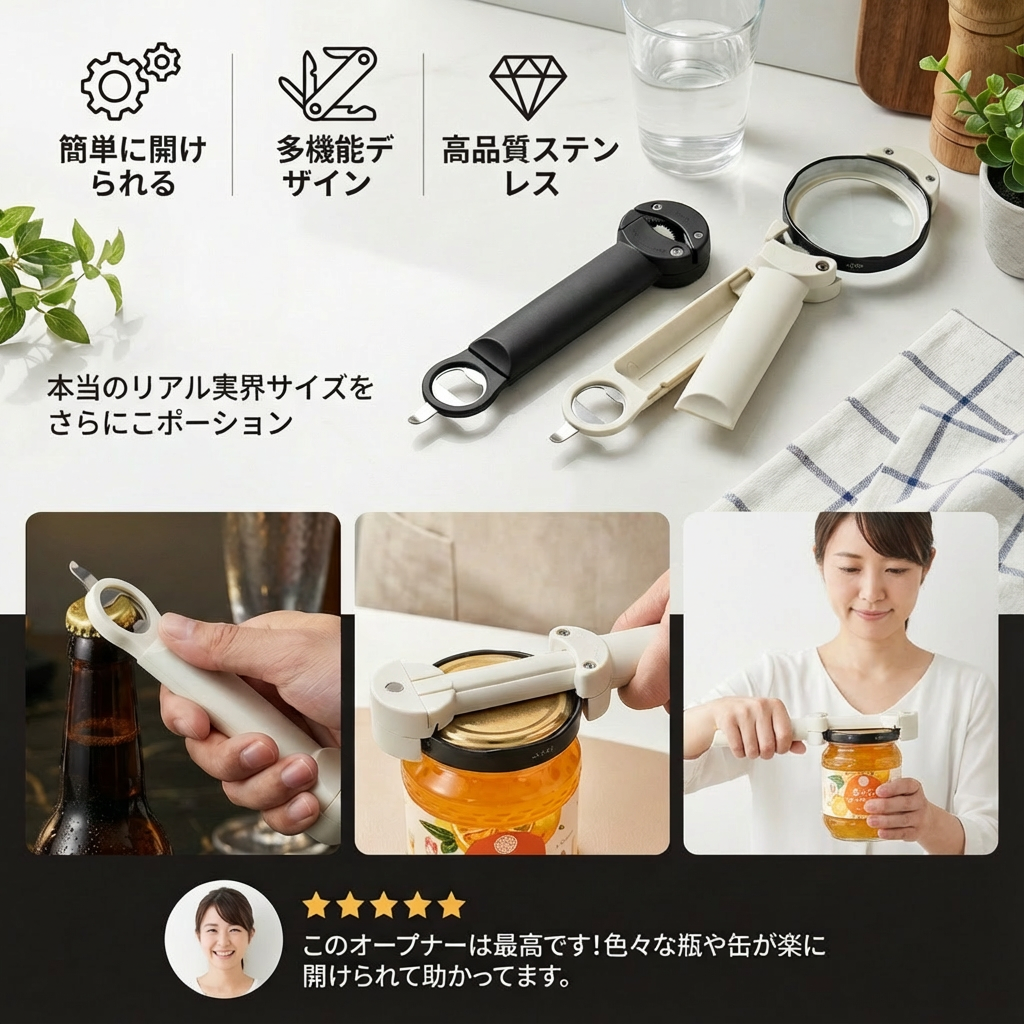 多機能ステンレススチールオールオープナー