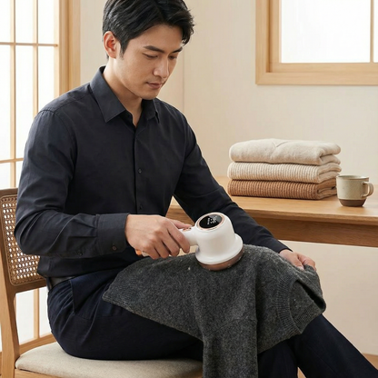 LEDディスプレイ付き電動毛玉取り – 3段階調整可能＆大容量キャッチャー付き再充電式テキスタイルシェーバー