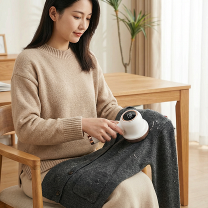 LEDディスプレイ付き電動毛玉取り – 3段階調整可能＆大容量キャッチャー付き再充電式テキスタイルシェーバー